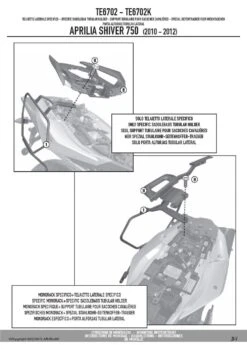 Givi TE6702 Easylock Saddlebag Supports For Aprilia Shiver 750 (2010-current) -Givi Store TE6702 fi 3
