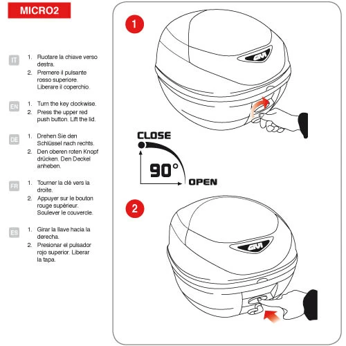 Givi E300N2 30 Liter Monolock Top Case, Red Reflector 2 Givi E300N2 30 Liter Monolock Top Case, Red Reflector - Image 2