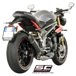 SC-Project T16-L35C Conic Slip-on Exhaust For Triumph Speed Triple 1050 (2016-2017) -Givi Store sc project t16 l35c conic slip on exhaust image5
